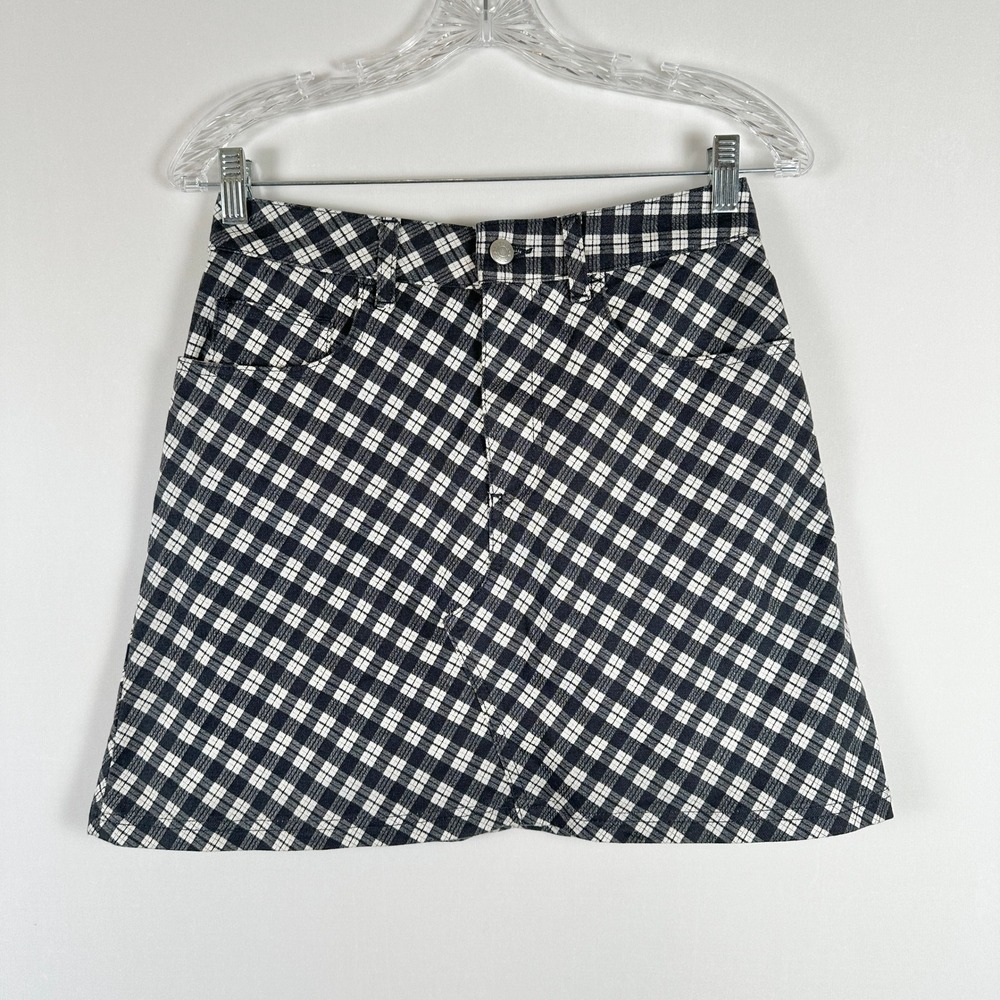 ALEXA CHUNG Plaid Mini Skirt Black‎ White Cotton Blend Womens 4 Retro 90s Preppy